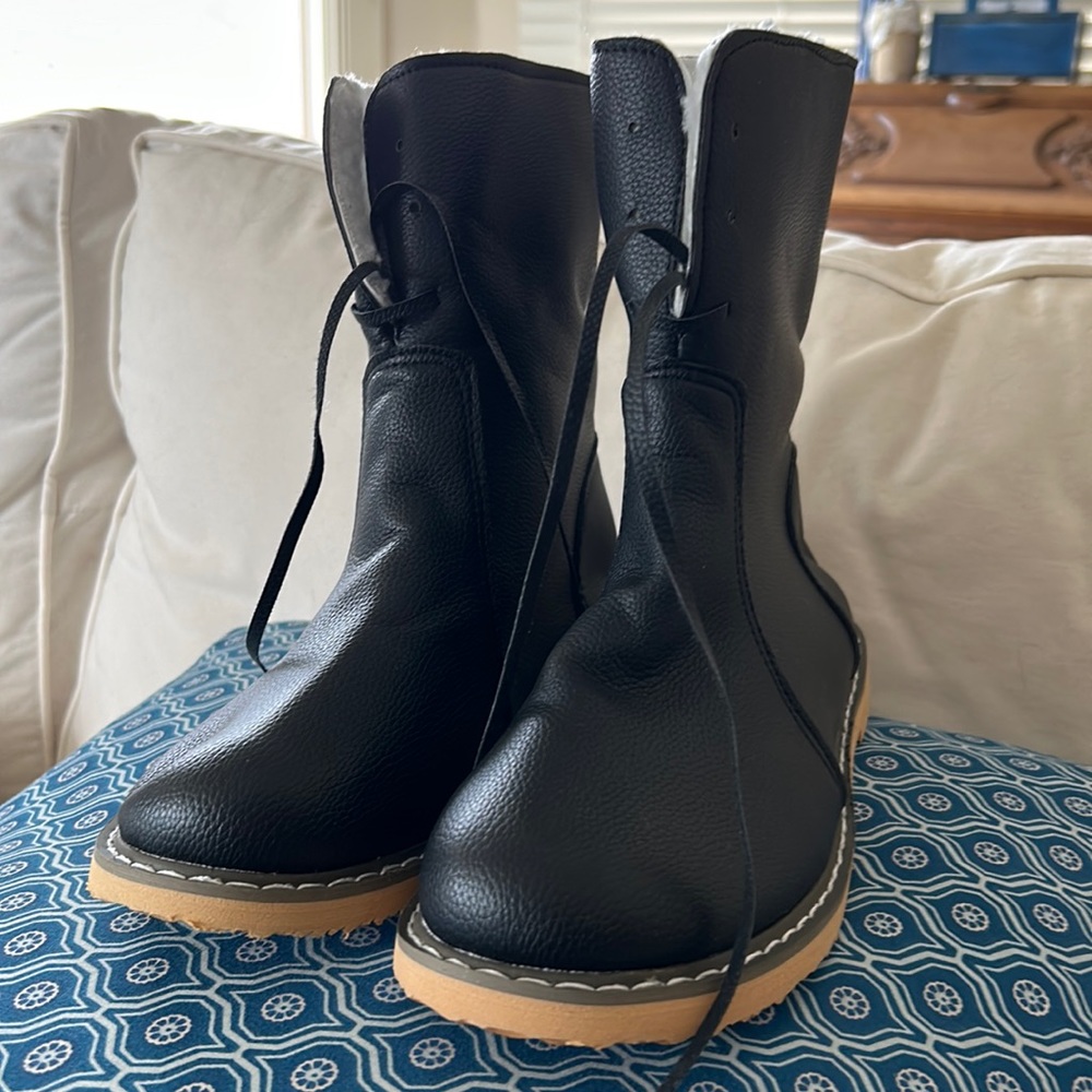 Black, faux leather booties - NWOT